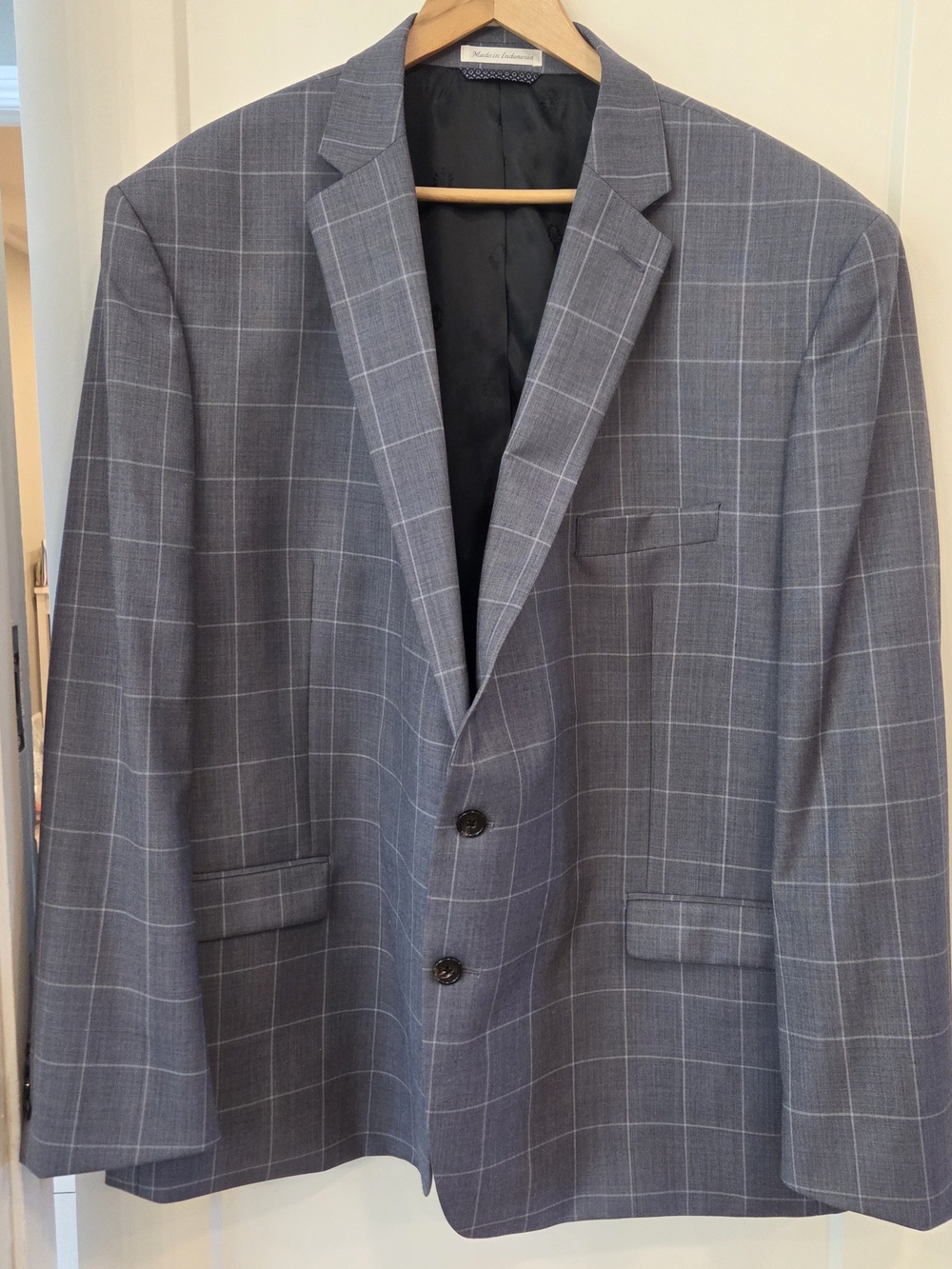 Lauren Ralph Lauren Gray Windowpane Wool Blend Sport Coat Blazer 52R Classic Fit